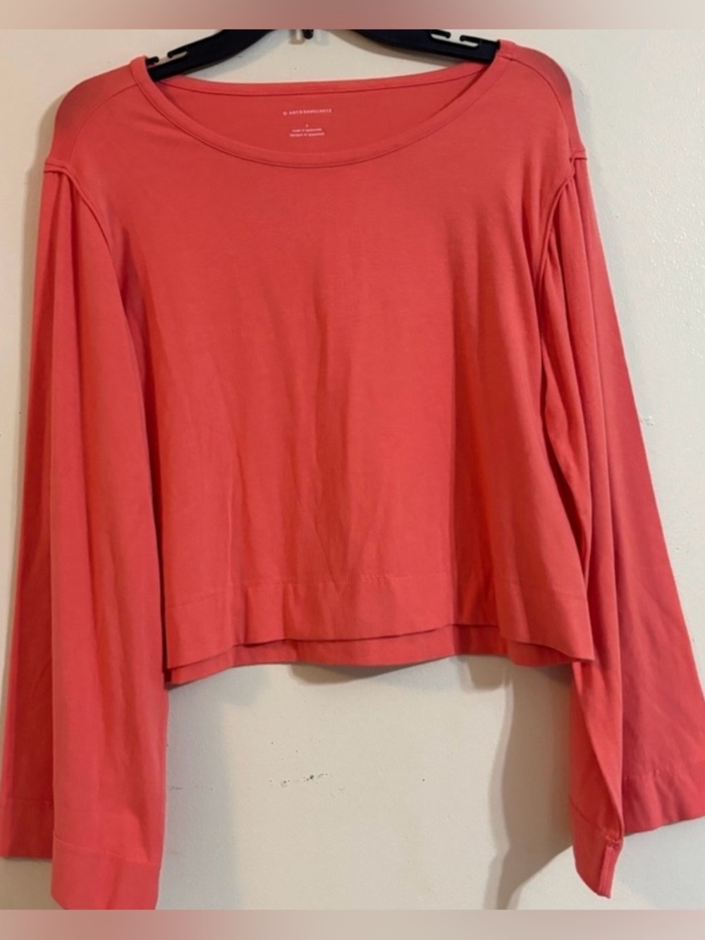 Anthropologie Coral Long Sleeve Tee Oversized NEW retail $58
